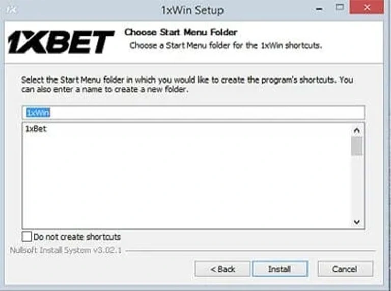 คลิกเริ่ม Install 1xWin ที่นี่